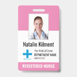Krankenhausmitarbeiter Foto Name Logo Rosa Schwarz Ausweis