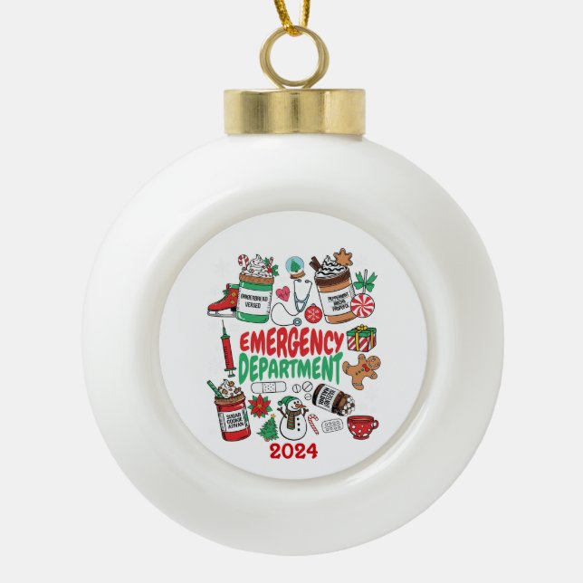 Krankenhausnotabteilung Keramik Kugel-Ornament (Vorderseite)