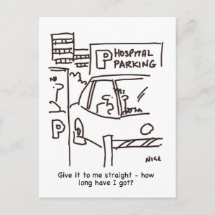 Krankenhausparkplatz Cartoon Postkarte