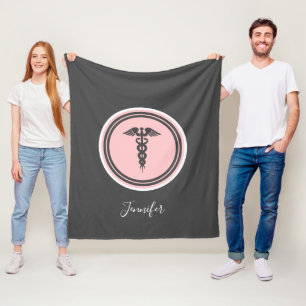 Krankenpflege Ärztin Medical Caduceus Pink Graue B Fleecedecke