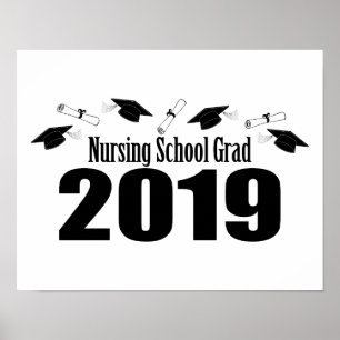 Krankenpflege Grad und Diplome 2019 (schwarz) Poster