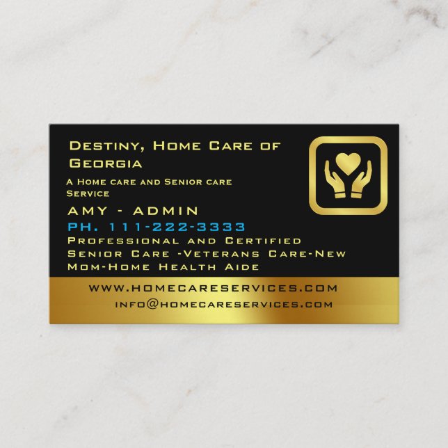 Krankenpflege - Herz- und Handdesign Visitenkarte