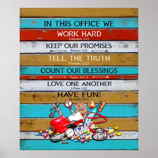 Krankenpflege in diesem Büro Motivierend Poster (Vorne)