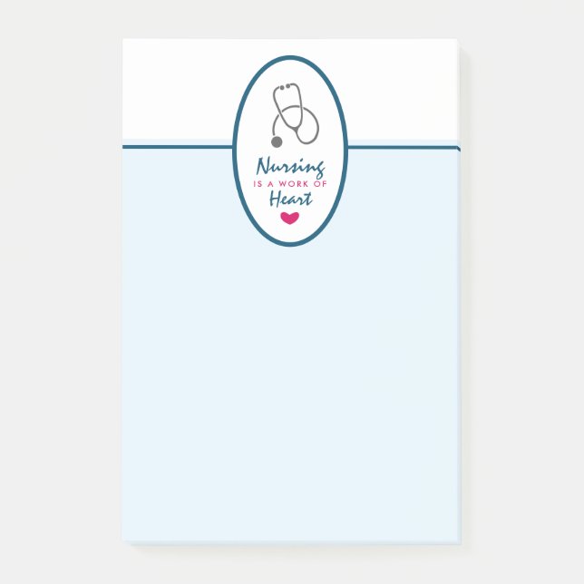 Krankenpflege ist ein Werk von Herz-Sprichwort mit Post-it Klebezettel (Vorderseite)