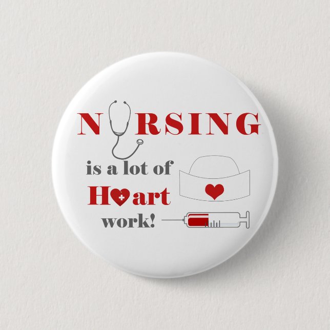 Krankenpflege ist eine Menge Herz Button (Vorderseite)