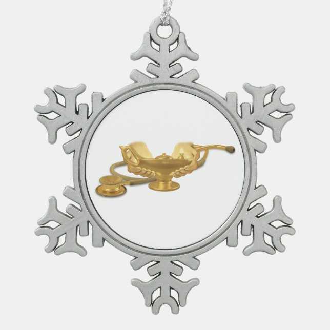 Krankenpflege-Lampe Schneeflocken Zinn-Ornament (Vorderseite)