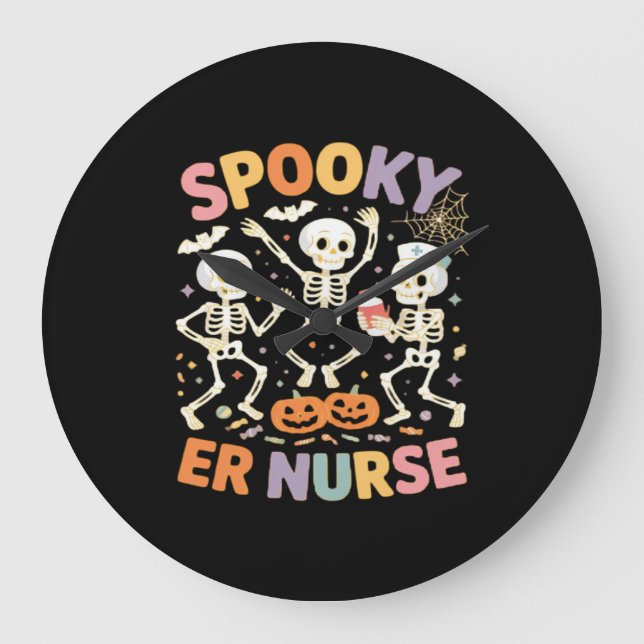Krankenpflege Niedlichen Halloween Spooky Essentia Große Wanduhr (Vorderseite)