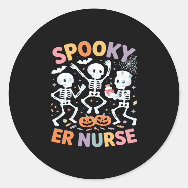 Krankenpflege Niedlichen Halloween Spooky Essentia Runder Aufkleber (Vorderseite)
