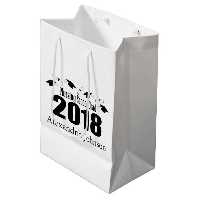 Krankenpflege-SchulAbschluss-Geschenk-Tasche 2018 Mittlere Geschenktüte (Vorderseite Schrägansicht)