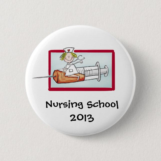 Krankenpflege-Schule - humorvolle Button (Vorderseite)