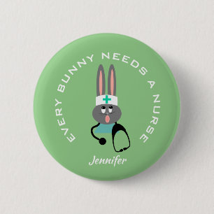 Krankenpflege Stethoskop Bunny Mint Green Custom Button