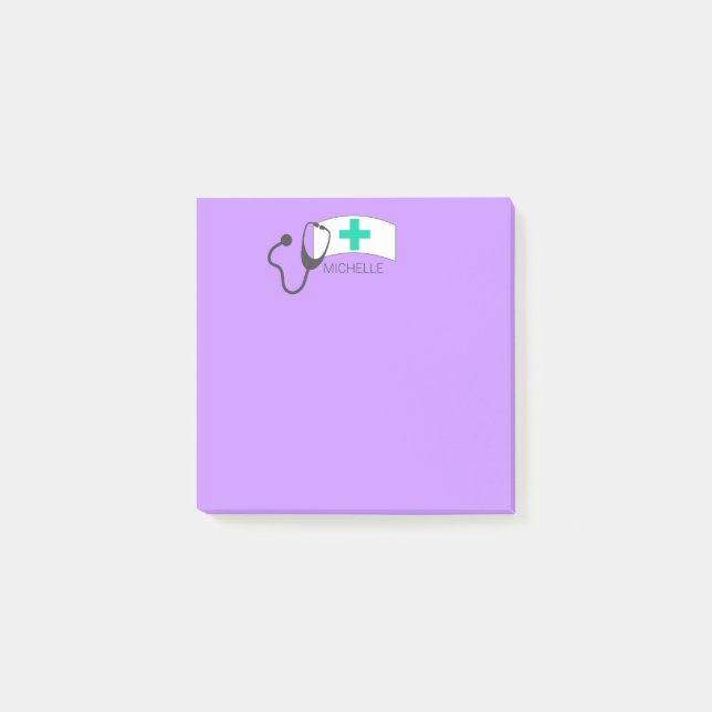 Krankenpflege Stethoskop Nurses Hat Pastel Lila Post-it Klebezettel (Vorderseite)