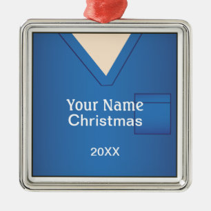 Krankenpflege Weihnachts-Blue Premium 2 Ornament Aus Metall