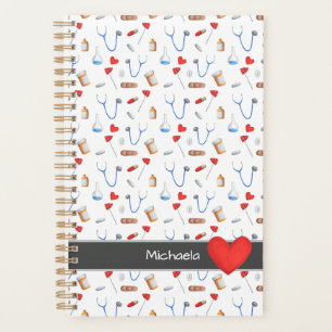 Krankenpflegegeräte Muster Rotes Herz Planer