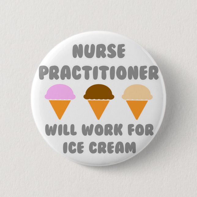 Krankenpfleger ... arbeitet für Eiscreme Button (Vorderseite)