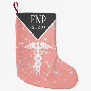 Krankenpfleger Caduceus Rosa Faux Glitter Kleiner Weihnachtsstrumpf