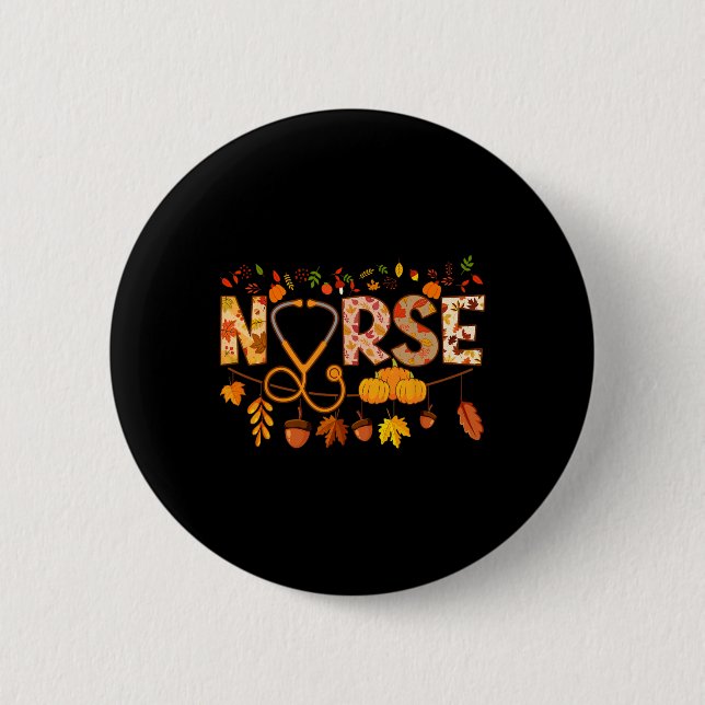 Krankenpfleger Erntedank Krankenpflege Fall Nurs Button (Vorderseite)