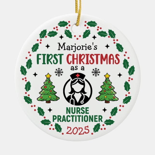 Krankenpfleger Erste Weihnachtszeit Personalisiert Keramik Ornament (Vorne)