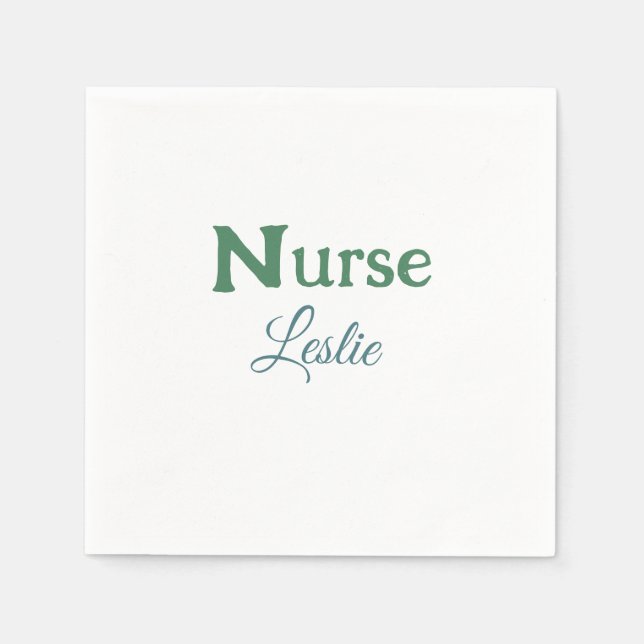 Krankenpfleger geben den Namen Text grün blau sipl Serviette (Vorderseite)