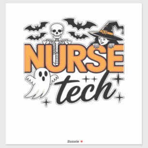 Krankenpfleger - Halloween - mit Skelett, Hexe und Aufkleber