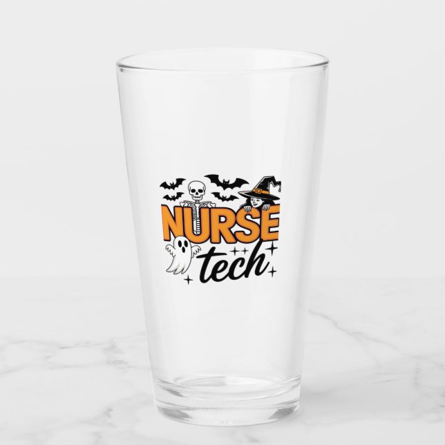 Krankenpfleger - Halloween - mit Skelett, Hexe und Glas (Vorderseite)