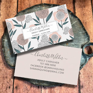 Krankenpfleger Hand Dragezeichnete Blumenkarte Visitenkarte