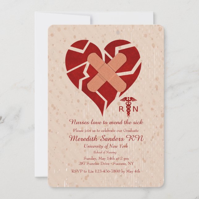 Krankenpfleger Liebe, um den kranken Abschluss ein Einladung (Vorderseite)