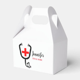 Krankenpfleger Rot und Stethoskop tragen Namen Geschenkschachtel