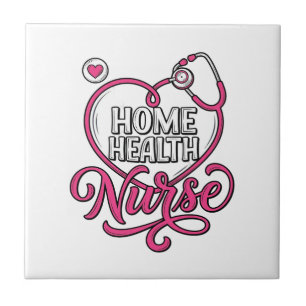Krankenpflegerin Rosa Stethoskop-Shirt-Design_1 Fliese