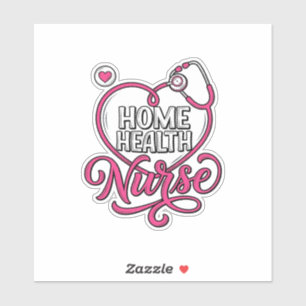 Krankenpflegerin zu Hause Rosa Stethoskop-Shirt-De Aufkleber