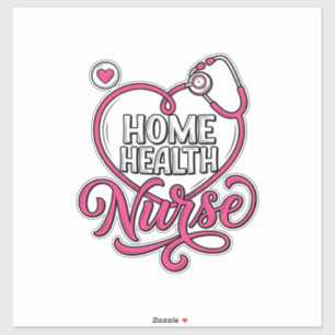Krankenpflegerin zu Hause Rosa Stethoskop-Shirt-De Aufkleber