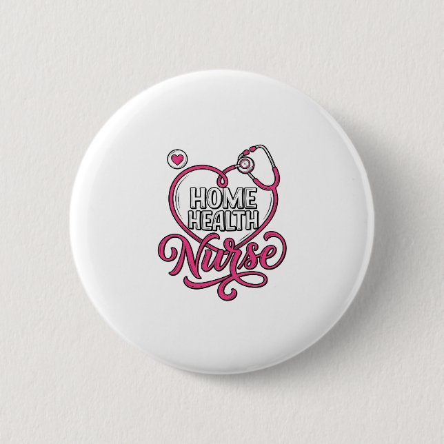Krankenpflegerin zu Hause Rosa Stethoskop-Shirt-De Button (Vorderseite)