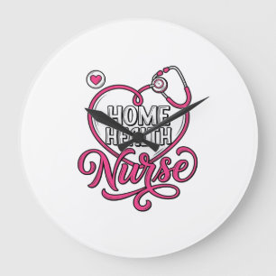 Krankenpflegerin zu Hause Rosa Stethoskop-Shirt-De Große Wanduhr
