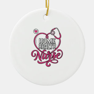 Krankenpflegerin zu Hause Rosa Stethoskop-Shirt-De Keramik Ornament