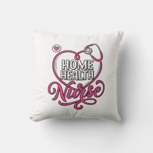 Krankenpflegerin zu Hause Rosa Stethoskop-Shirt-De Kissen
