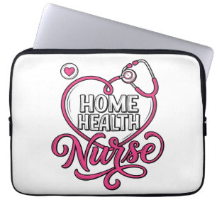 Krankenpflegerin zu Hause Rosa Stethoskop-Shirt-De Laptopschutzhülle