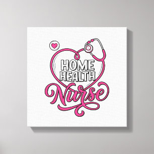 Krankenpflegerin zu Hause Rosa Stethoskop-Shirt-De Leinwanddruck