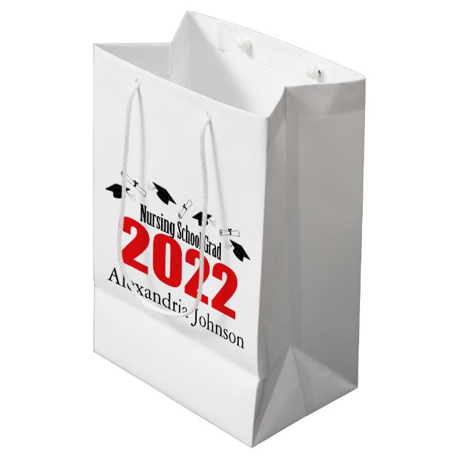 Krankenpflegeschule 2022 Abschluss-Geschenktasche  Mittlere Geschenktüte (Vorderseite Schrägansicht)