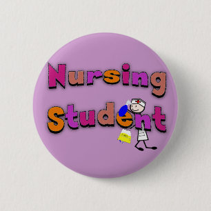 Krankenpflegeschüler Wasserfarben Kunst Stickfigur Button