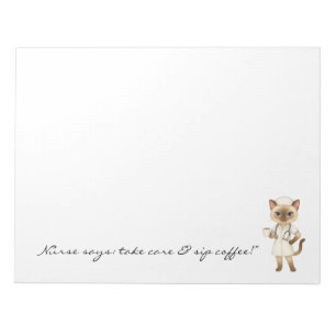 Krankenpflegeset Notepad mit Niedlichem Cat Holdin Notizblock