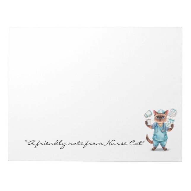 Krankenpflegeset Notepad mit Niedlichem Cat Holdin Notizblock (Vorderseite)