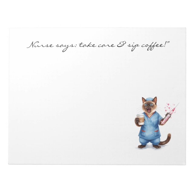 Krankenpflegeset Notepad mit Niedlichem Cat Holdin Notizblock (Vorderseite)