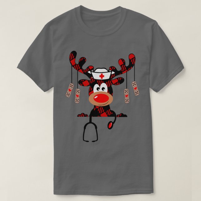 Krankenpflegestift Weihnachten Rentier Nurse Karie T-Shirt (Design vorne)