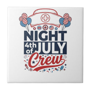 Krankenschwester 4. Juli Nachtbesatzung Patriotisc Fliese
