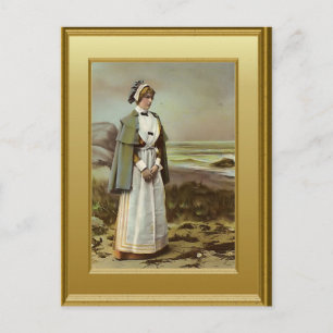 Krankenschwester am Strand, c. 1900 Postkarte