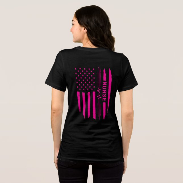 Krankenschwester American Flag Shirt (Pink) (Rückseite voll)
