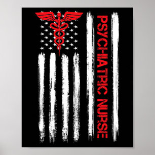 Krankenschwester, amerikanische Fahne, Psychische  Poster