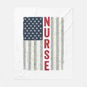 Krankenschwester Amerikanische Flagge Vintage Grav Fleecedecke