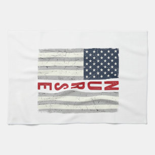 Krankenschwester Amerikanische Flagge Vintage Grav Geschirrtuch