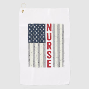Krankenschwester Amerikanische Flagge Vintage Grav Golfhandtuch